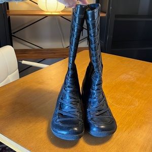 Tall Miz Mooz boots. Lace up detail with zippered side. Size 9